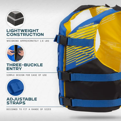 Miniatura 2 de Stohlquist Chaleco salvavidas Fit Youth – Aprobado por la Guardia Costera, PFD de alta movilidad, espuma de flotabilidad, totalmente ajustable