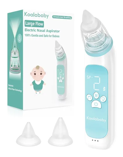 Koalababy Aspirador nasal eléctrico de gran flujo para bebé, succión de nariz segura para bebés, limpiador de nariz para niños pequeños, 3 niveles
