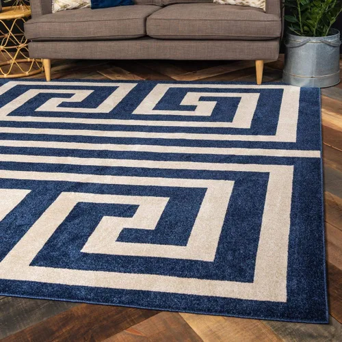 Miniatura 33 de Unique Loom Athens Collection - Alfombra clásica geométrica moderna con diseño de bordes, 3 pies 3 pulgadas x 5 pies 3 pulgadas, negro/beige