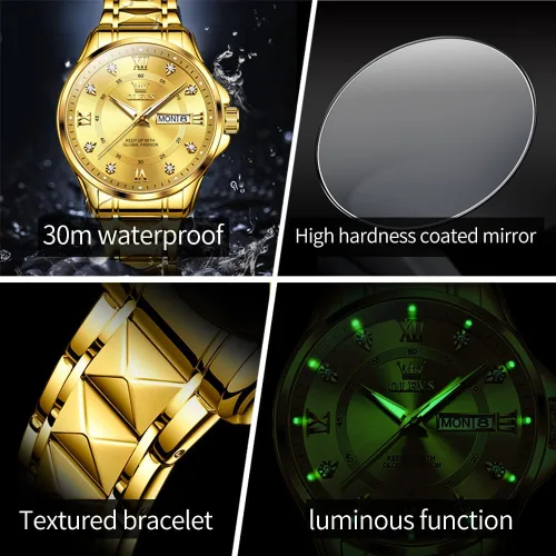 Miniatura 33 de OLEVS Reloj para parejas para él y ella, reloj analógico de cuarzo para hombres y mujeres, de acero inoxidable, impermeable, luminoso, fecha, reloj
