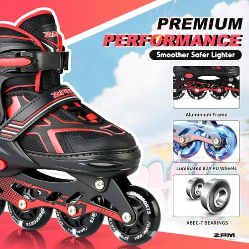 Miniatura 4 de 2PM SPORTS - Patines en línea ajustables Torinx verde para niños, patines divertidos para principiantes para niños, jóvenes, niñas, hombres
