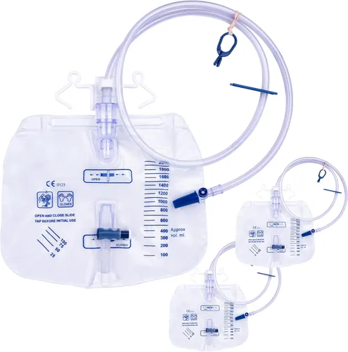 Miniatura 11 de Bolsas de pierna para catéter de 1000ml, bolsa de drenaje urinario para hombres y mujeres con válvula anti reflujo, tubos de 18 pulgadas y correas