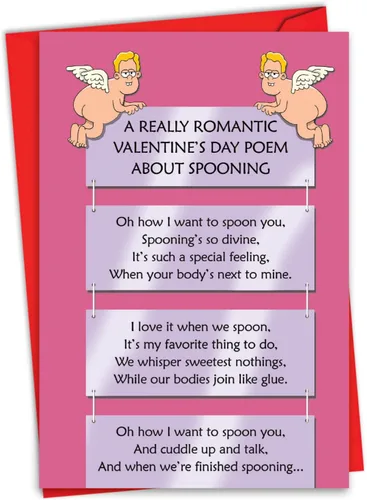 NobleWorks Tarjeta de papel histérica del día de San Valentín con sobre de 5 x 7 pulgadas (1 tarjeta) poema cuchara C10403VDG