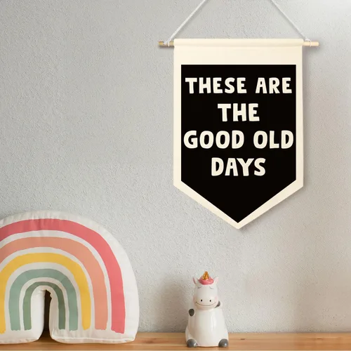 Miniatura 4 de ChenCraty Cartel de lienzo de pared con texto en inglés "These Are The Good Old Days", moderno color negro y beige motivacional para colgar, 015