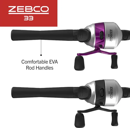 Miniatura 11 de Zebco 33 Spincast - Combo de carrete y caña de pescar de 2 piezas, caña de fibra de vidrio resistente de 5 pies y 6 pulgadas y carrete de pesca