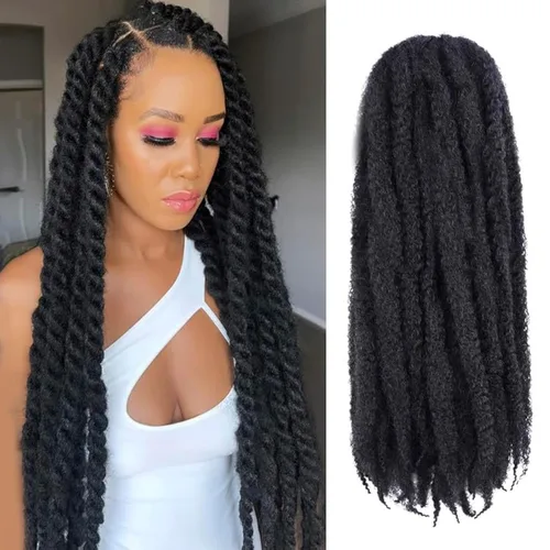 Miniatura 15 de ToyoTress Bob Marley Twist Hair - 8 Pulgadas Paquete de 6 Cabello Marley Negro Corto Para Locs Falsos, Extensiones de Cabello Rizado Afro Kinky