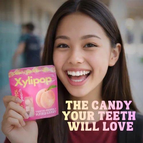 Miniatura 5 de Xylipop Melocotón - Caramelo de xilitol apto para los dientes, fabricado con 3 ingredientes orgánicos, sin azúcar y vegano, tratamiento seguro