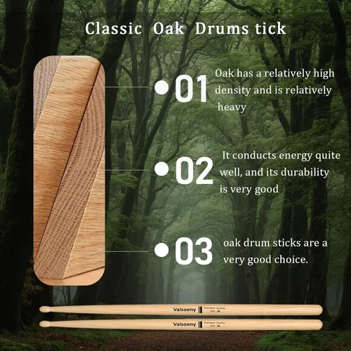 Miniatura 3 de Baquetas de tambor, baquetas 2B, baquetas clásicas de madera de roble para tambores, accesorios profesionales de percusión para instrumentos