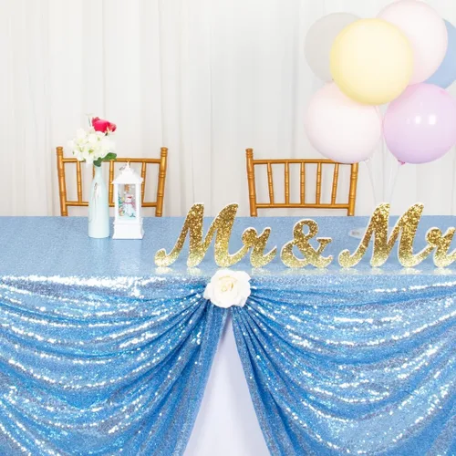 Miniatura 6 de ShiDianYi Mantel de lentejuelas color azul bebé, de 50 x 72 pulgadas, mantel rectangular de lentejuelas para decoración de boda - 200111E