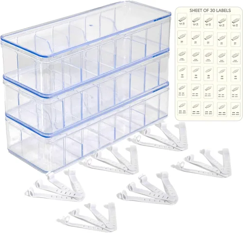 Set de 3 Cajas Organizadoras de Cables con Etiquetas - Caja para Cargadores, Apilables con Tapas - Organizador de Cables para Cajón de Basura - Caja