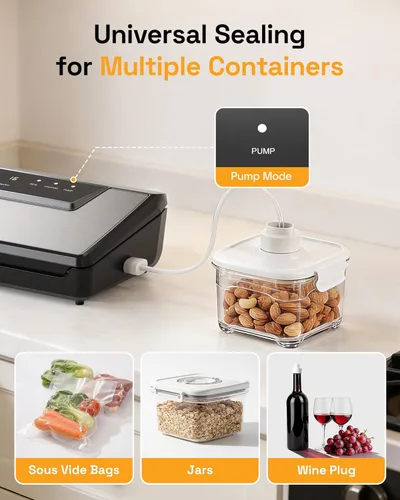 Miniatura 3 de HBN Sellador al vacío para máquina selladora al vacío de alimentos, sellador de alimentos de acero inoxidable SUS, cortador integrado