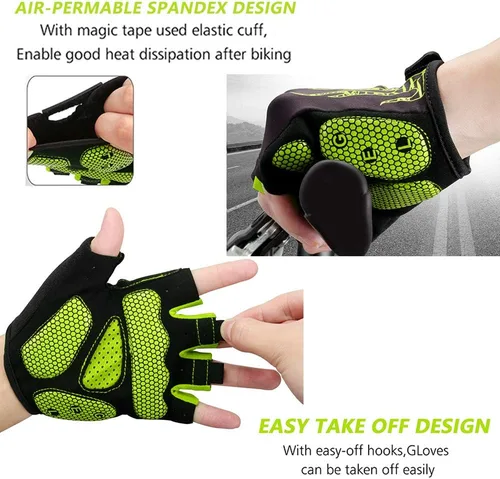 Miniatura 5 de MOREOK - Guantes para bicicleta de montaña (MTB) y ciclismo de descenso (DH), para hombres, de medio dedo, con almohadilla de gel que absorbe