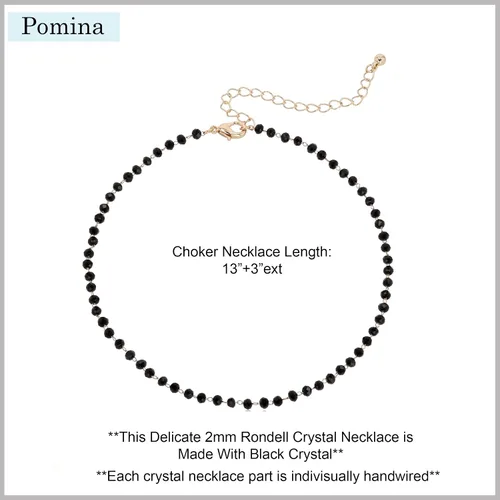 Miniatura 5 de POMINA Delicada gargantilla negra con cuentas de cristal, gargantilla de cuentas de cristal multifacéticas para mujer