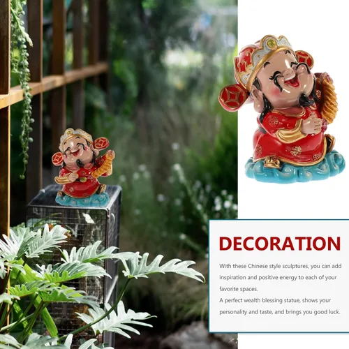 Miniatura 4 de BESPORTBLE CAI Shen - Estatua de Feng Shui, Dios de la riqueza, 2.5 x 3.5 pulgadas, adornos de resina de la suerte para sala de estar, dormitorio