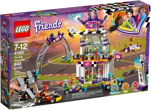 LEGO Friends The Big Race Day 41352 Kit de construcción, mini Go Karts y autos de juguete para niñas, el mejor regalo para niños (648 piezas)