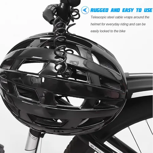 Miniatura 4 de HZEL Cerradura para casco de motocicleta, cerradura retráctil de cable de bicicleta pequeña con código de combinación de 4 dígitos, accesorios