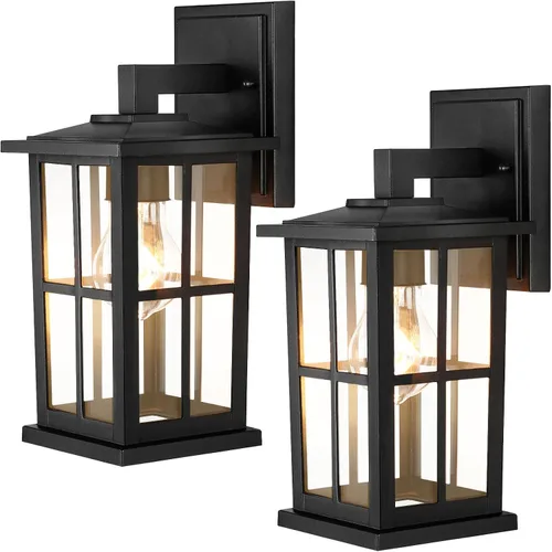 BesLowe Paquete de 2 lámparas para exteriores para montaje en pared, faroles de pared exteriores impermeables, luces de porche, luces exteriores