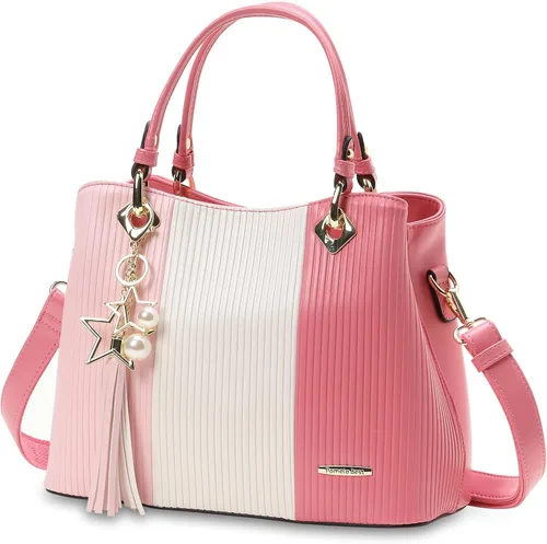 Bolsos para mujer con múltiples bolsillos internos en bonita combinación de colores, bolso de mano para mujer