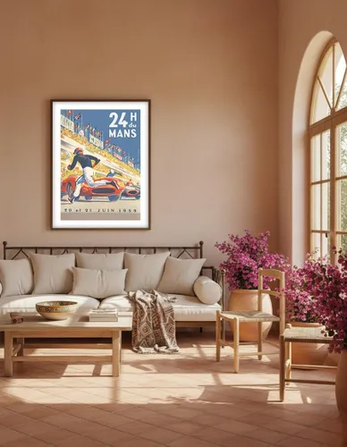 Miniatura 5 de 1959 Grand Prix - 24 horas de Le Mans Francia - Carreras de resistencia - Póster de carreras de coches vintage por Michel Bélignod c.1959