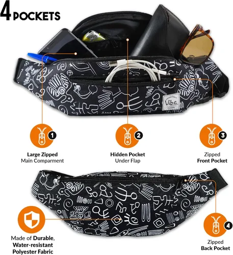 Miniatura 2 de Riñonera Vibe Festival Gear para hombre y mujer, muchos estampados, negro holográfico, plateado, dorado, bonita riñonera para festival rave