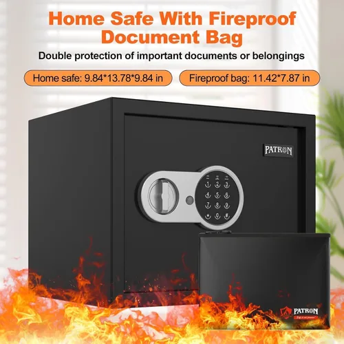 Miniatura 2 de Caja fuerte ignífuga PATRON de 1.2 pies cúbicos para el hogar, cajas de seguridad digitales para el hogar para dinero en efectivo y documentos, caja