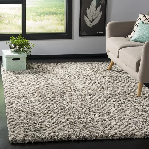 SAFAVIEH Hudson Shag Collection - Alfombra decorativa de 2 x 3 pies, diseño de cheurón, no desprende pelusa y de fácil cuidado, 2 pulgadas de