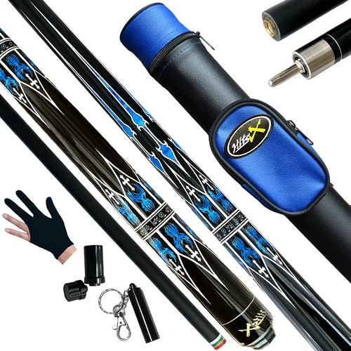 Miniatura 11 de Tai ba cues Juego de 2 tacos de billar con estuche, punta de cuero multicapa de 13 mm, 58 pulgadas, palo de billar profesional de madera de arce
