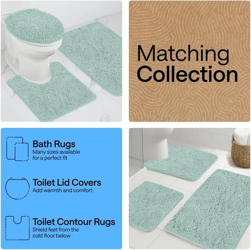 Miniatura 331 de Gorilla Grip - Tapete de baño de felpilla gruesa, suave y absorbente, secado rápido, de microfibra, con reverso de caucho, para piso de ducha, Nube