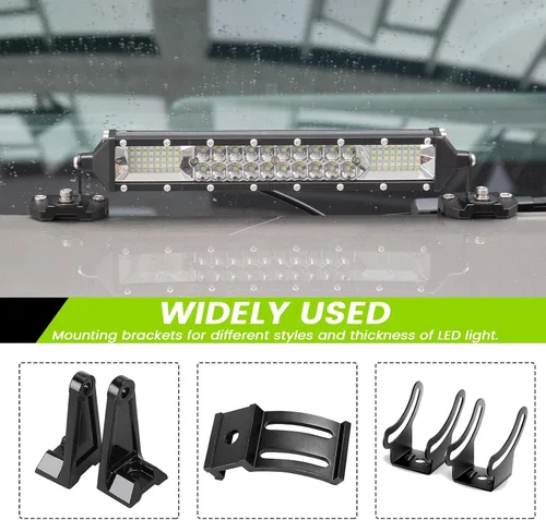Miniatura 3 de Soportes de Luces Ditch para Montaje de Capó – 2 Soportes de Montaje Universales para Barra de Luz LED, Bisagra de Capó, Pilar, Vaina, Luz