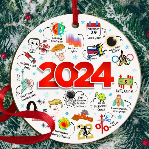 Adornos de Navidad 2024, adorno de madera para árbol de Navidad, temas interesantes divertidos 2024 Año Recuerda tendencias Social Navidad recuerda,