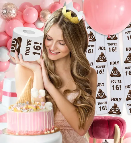 Miniatura 6 de Printed TP Regalo de papel higiénico impreso con texto en inglés "You're 16", regalo divertido para fiesta de cumpleaños, broma de papel higiénico