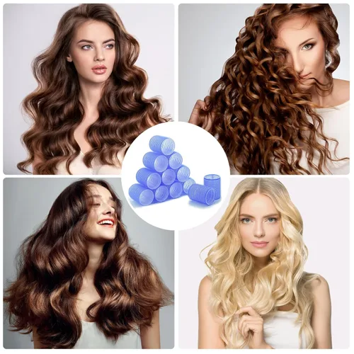 Miniatura 7 de Rodillos para el cabello, paquete de 12 rulos de pelo autoagarre para cabello largo, peinado rizado de bricolaje, los colores pueden variar, grande