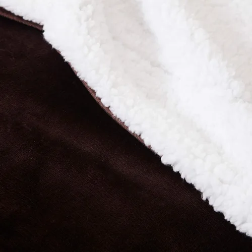 Miniatura 4 de SOCHOW Manta de forro polar sherpa, reversible, súper suave, lujosa, manta de felpa tamaño throw, color marrón, 50 x 60 pulgadas