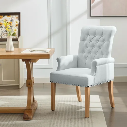 Miniatura 15 de WUTUTUEE Silla de comedor de terciopelo con brazos, sillas de comedor tapizadas acolchadas de respaldo alto, sillón decorativo con patas cromadas