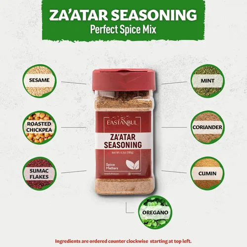 Miniatura 5 de Eastanbul Zaatar condimento, 6.3 onzas, Za'atar, especias Zaatar de especias de Oriente Medio, perfecto para mezclas de condimentos mediterráneos