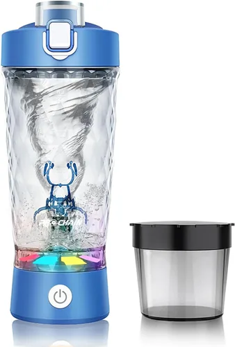 Miniatura 13 de PROCHAIN Botella agitadora eléctrica de proteínas, mezclador de batidos de proteínas, taza de mezcla automática portátil para preentrenamiento, Azul