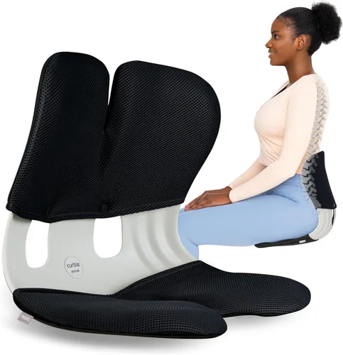 Miniatura 9 de curble Grand Cover, funda desmontable para silla de adulto, soporte ergonómico para respaldo de silla y soporte lumbar (azul)