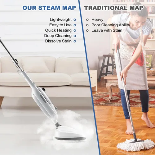 Miniatura 6 de Limpiadora de Trapeador de Vapor 10 en 1 con Práctica Unidad Portátil Desmontable, Laminado/Madera Dura/Azulejos/Alfombra Cocina - Prendas - Ropa