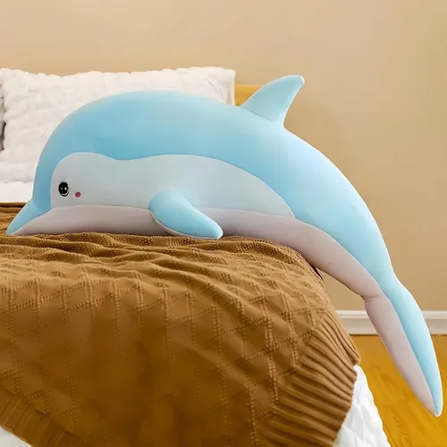 Miniatura 6 de RYOLOY Almohada de peluche de delfín, almohada gigante de peluche de 39.3 pulgadas, suave felpa del océano marino, regalos para todas las edades