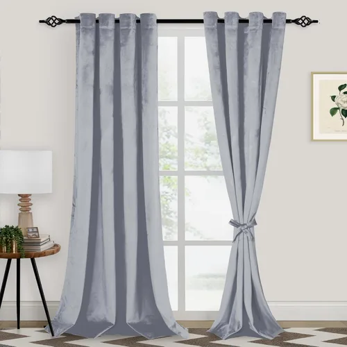 Miniatura 13 de XWZO Cortinas de terciopelo azul de 63 pulgadas de largo, elegantes cortinas de lujo suaves para sala de estar, aislamiento térmico, oscurecimiento