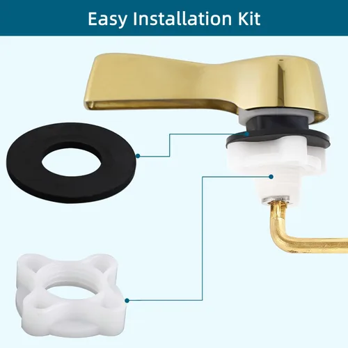 Miniatura 5 de Hygie Rinse Palanca de Manija de Inodoro de Metal de 2 Piezas Repuesto de Descarga, Manija de Inodoro Universal de Montaje Frontal con Cadenas