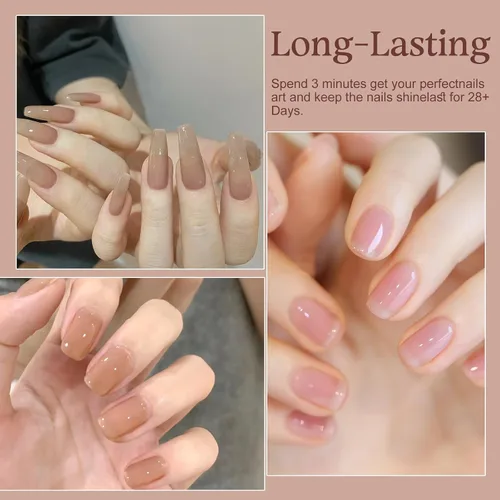 Miniatura 3 de TONITU G · Juego de 6 esmaltes de uñas de gel de gelatina, color rosa pálido, rosa pálido, rosa polvoriento, melocotón, malva, gris topo, kit