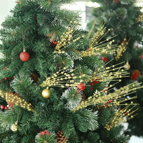 Miniatura 4 de Paquete de 10 tallos de bayas artificiales doradas con purpurina de 15.7 pulgadas, palitos de Navidad falsos decorativos con purpurina para árbol