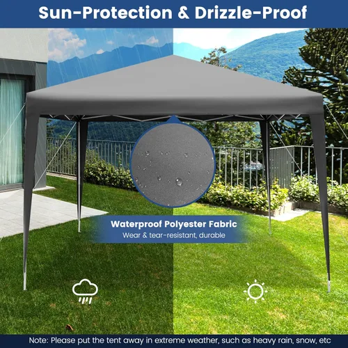 Miniatura 6 de Tangkula Tienda de campaña desplegable de 10 x 10 pies, toldo instantáneo de fácil instalación con 8 estacas, 4 cuerdas, 3 alturas ajustables, Gris