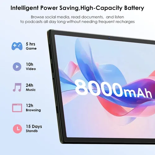 Miniatura 4 de Tablet Android 15 2026, tableta de 10.1 pulgadas con funda a prueba de caídas, 30 GB (8 + 22 GB) RAM+64 GBROM/1 TB expandir, 800 x 1280HD, pantalla