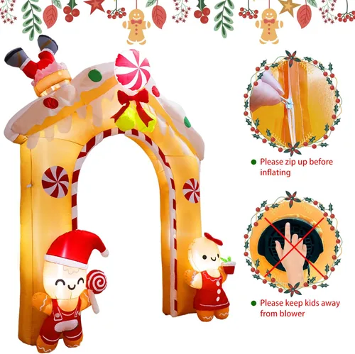 Miniatura 7 de Arco Inflable de Navidad de 10 Pies Hombre de Jengibre - Inflables de Navidad Decoraciones para Exteriores, Decoraciones Inflables de Patio