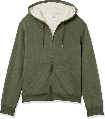 Miniatura 9 de Tienda Essentials - Sudadera de vellón con capucha, con forro de sherpa y cierre completo de cremallera para hombre