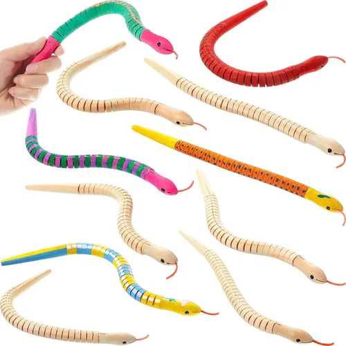 Gejoy 30 piezas de serpientes de madera de 30 centímetros sin terminar, articuladas y flexibles, para pintar, modelo de animal en lienzo en blanco