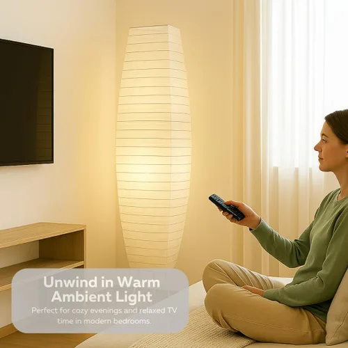 Miniatura 6 de LIGHTACCENTS Lámparas de pie de papel de arroz para sala de estar, paquete de 2 lámparas de pie de papel blanco con interruptor de pie
