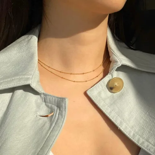 Miniatura 28 de Collares en capas para mujer, chapados en plata, delicada cuerda torcida de serpiente, delicado collar en capas, gargantilla de diferentes